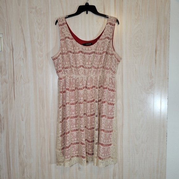 Maurices Red & Cream Lace Mini Dress Sz 2X - Picture 2 of 5